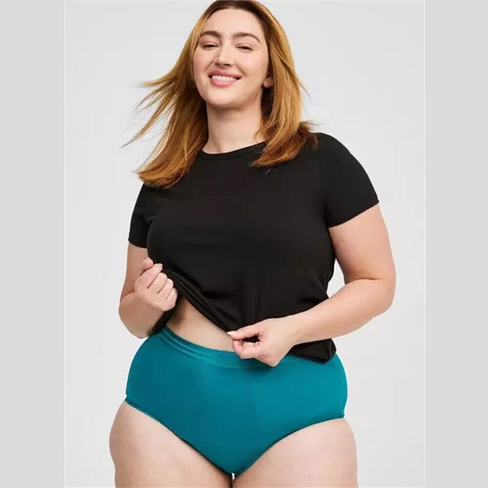 Torrid - Leakproof Cotton Mid Rise Brief Panty in Fanfare Teal Blue​​​​​